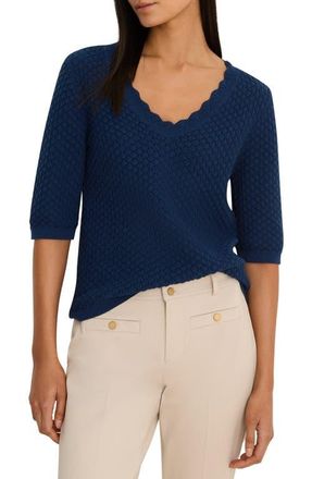 Nic+Zoe Scallop Textured Sweater in Rich Indigo at Nordstrom, Size Xx-Large