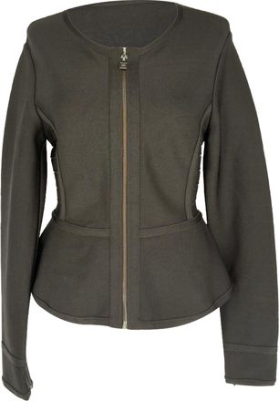 H&eacute;rve L&eacute;ger Zip-Up Peplum Blazer in Black Rayon