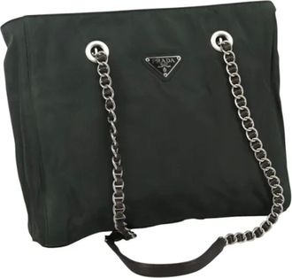 Prada Pre-owned Tote Bags, female, Green, Size: ONE SIZE Pre-owned Nylon Tote Bag