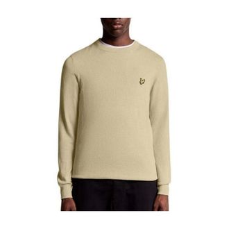 Lyle & Scott Round-neck Knitwear, male, Beige, Size: L Cotton Merino Crew Neck Jumper