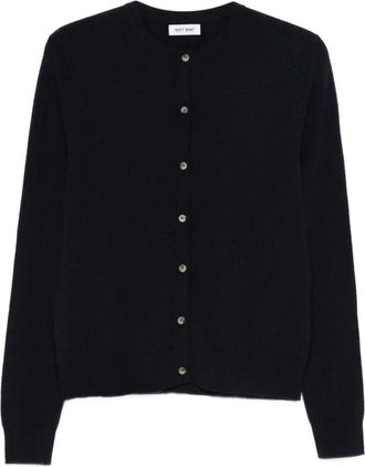 Soft Goat Round Neck Button Cardigan - Dames - Vesten - Blauw - M - Kasjmier - Truien & Vesten