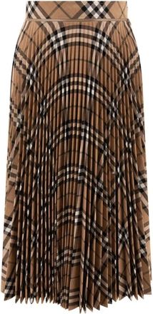 Burberry Beige Wollen Plooirok Aw 24 - Dames - Midirokken - Beige - 3XS - Wol - Rokken