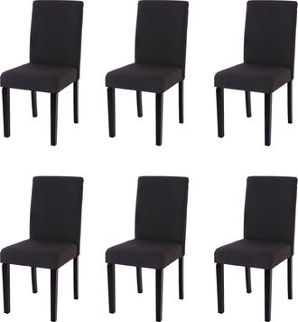 Hhg Hhg - Nunca Usado] Lote De 6 Sillas De Comedor Silla De Cocina Littau, Textil, Negro, Patas Oscuras
