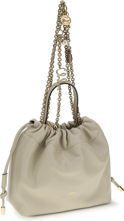 Chlo&eacute; Womens Icons Leather Chain Shoulder Bag Cloudy Cream Lamb Ovis Aries