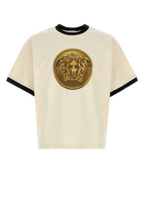Versace Beige Graphic T-Shirts