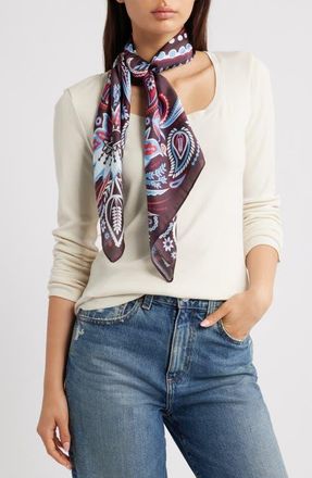 Treasure & Bond Oversize Square Satin Scarf in Burgundy Circle at Nordstrom