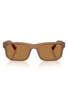 A|X Armani Exchange 56mm Square Sunglasses in Matte Frosted Brown /Bronze at Nordstrom