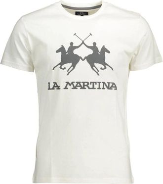 La Martina Klassieke pasvorm katoenen T-shirt met print - Heren - T-shirts - Wit - L - Katoen - Tops
