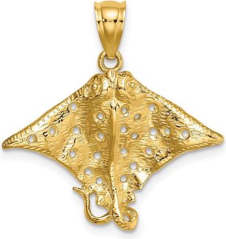 Diamond2Deal 14k Yellow Gold Spotted Eagle Ray with Holes Charm Pendant