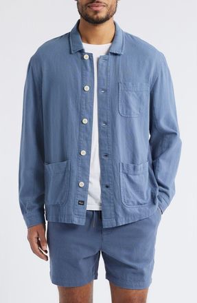 Rails Ambrose Cotton & Linen Shirt Jacket in Washed Blue at Nordstrom, Size Xx-Large