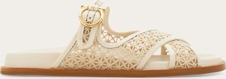 Ferragamo Donna Slide con fasce incrociate Bianco Taglia 35.5