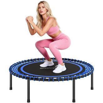 OEM Cama El&aacute;stica Fitness &Oslash;114 Cm Con Marco De Acero Reforzado Para Entrenamiento Piernas Cuerpo Azul Y Negro