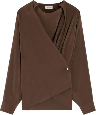 Christophe Lemaire Blusa con pieghe - Marrone