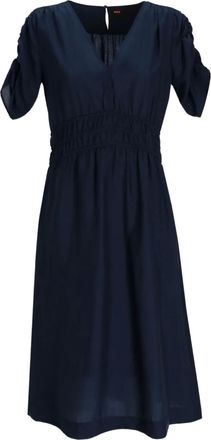 BOSS Abito midi con maniche a palloncino - Blu