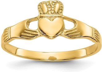 Diamond2Deal 14k Yellow Gold Polished Ladies Claddagh Ring