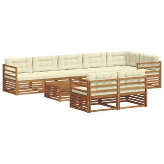 vidaXL Conjunto De Sof&aacute;s De Exterior Con Coj&iacute;n 9 Pcs Natural Y Crema Vidaxl