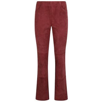 Via Masini 80 Leather Trousers, female, Red, XS, Red Flared Trousers with High Waist