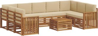 vidaXL Conjunto De Sof&aacute;s De Exterior 10 Uds. Natural Y Beige Vidaxl