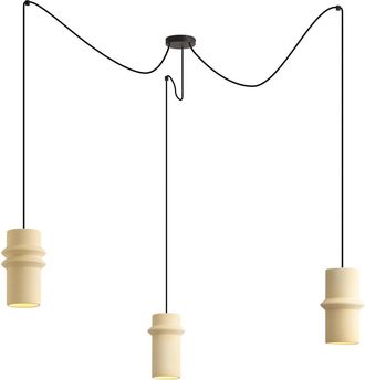 QAZQA Qazqa L&aacute;mpara Colgante Retro Beige 3 Luces - Monti