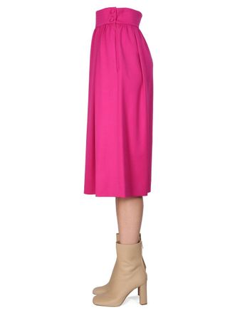 Moschino Flared Midi Virgin Wool Skirt - Purple