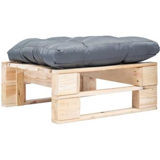 vidaXL Otomana De Palets De Jard&iacute;n Con Coj&iacute;n Gris Madera Natural Vidaxl
