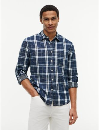 Tommy Hilfiger Mens Regular Fit Plaid Dobby Pocket Shirt - Indigo Plaid - XXL