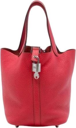 Herm&egrave;s Pre-owned Picotin Lock 18 - Dames - Vintage Tas - Rood - ONE Size - Leer - Vintage