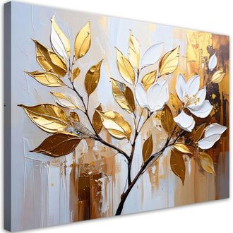 Artgeist Artgeist - Quadro su tela, Foglie dorate Rametti Glamour - 60x40