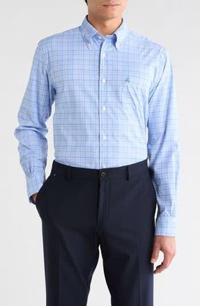 Brooks Brothers Sport Fit Plaid Performance Button-Down Shirt in Hydrangea Glen at Nordstrom Rack, Size Xx-Large