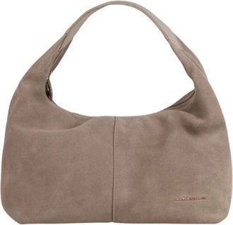 Alexander Smith Su&egrave;de tassen met reli&euml;f metalen logo - Dames - Handtassen - Beige - ONE Size - Su&egrave;de - Tassen