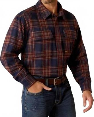 Ariat Heavy Flannel Long-Sleeve Work Shirt In Blue