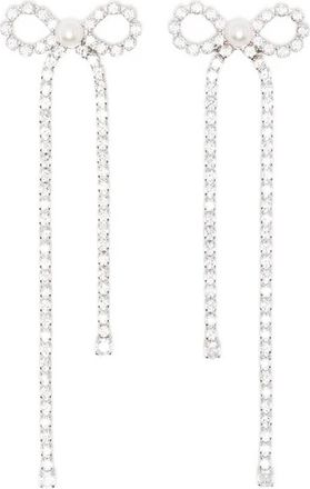 Self Portrait Crystal Bow Droplet Earrings - Dames - Oorbellen - Grijs - ONE Size - Accessoires