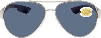 Costa South Point Grey Polarized Polycarbonate Pilot Unisex Sunglasses 6S4010 401001 59