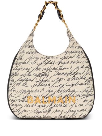 Balmain 1945 Soft Hobo grote schoudertas - Wit