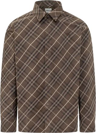Burberry Robert LS No Pkt Shirt - Heren - Zakelijke Overhemden - Bruin - XL - Katoen - Overhemden