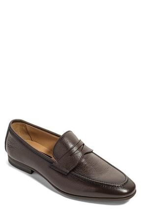 To Boot New York Merritt Pebbled Leather Penny Loafer in Dark Brown at Nordstrom, Size 10.5