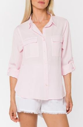 Velvet Heart Talma Roll Tab Sleeve Button-Up Shirt in Frosty Pink at Nordstrom Rack, Size X-Small
