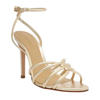 Schutz Schutz Giana Strappy Leather Heels Platinum GIANA-PLTNM Womens