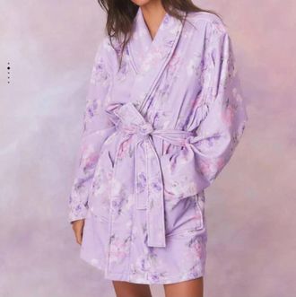 LoveShackFancy Indie Cotton Robe In Hibiscus