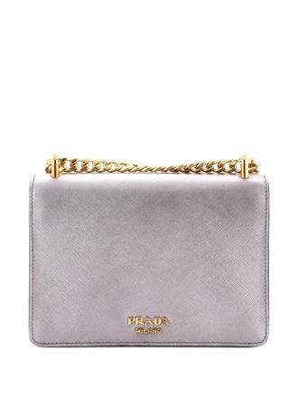 Prada Envelope Flap Chain Shoulder bag Saffiano Leather Small crossbody bag - Zilver