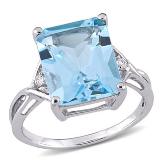 Amour 7 1/2 CT TGW Sky-blue Topaz Cocktail Ring In Sterling Silver