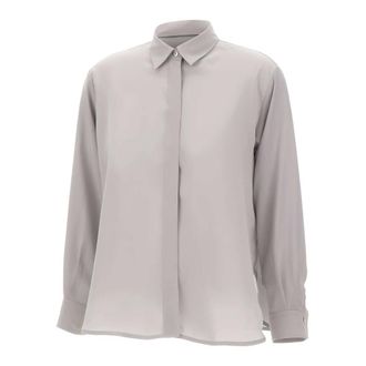 Marella Shirts, female, Gray, Size: 2XL Rocker Silk Crepe De Chine Shirt