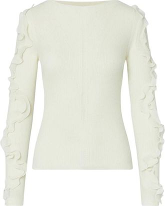 Liu Jo Truien & Vesten, Dames, Wit, L, Wol, Maglia Chiusa M/L Rouches Tess