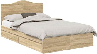 vidaXL Storage Bed with Drawer Sonoma Oak 120 x 190 cm Engineered Wood vidaXL
