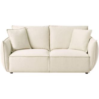 Beliani Divano a 3 posti in tessuto Seduta bassa e ampia Schienale imbottito Accogliente moderno Beige Kunes