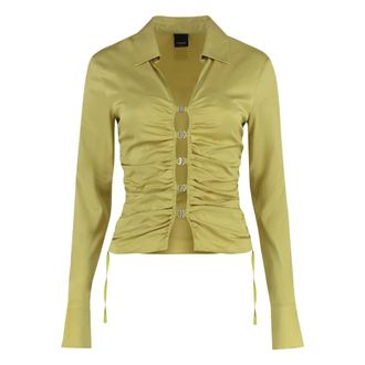 Pinko Shirts, female, Green, Size: XS Caravan Viscose Jersey Shirt