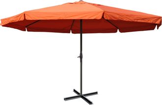 Hhg Hhg - Nunca Usado] Sombrilla Meran Pro, Sombrilla De Mercado Para Gastronom&iacute;a Con Cenefa &Oslash; 5m Poli&eacute;ster/aluminio 28kg, Terracota Sin Soporte