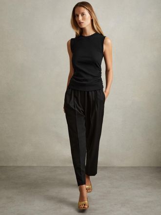 Reiss Womens Black Cotton Vest Top, Size: S