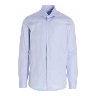 Borriello Marechiaro Katoenen Poplin Overhemd - Heren - Zakelijke Overhemden - Blauw - 4XL - Katoen - Overhemden