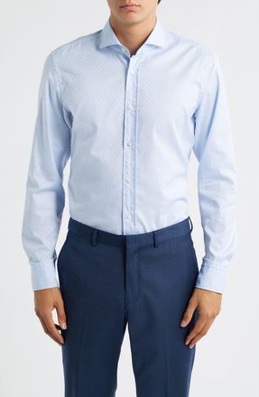 BOSS Hank Slim Fit Cotton Dress Shirt in Light/Pastel Blue at Nordstrom, Size 15.5R